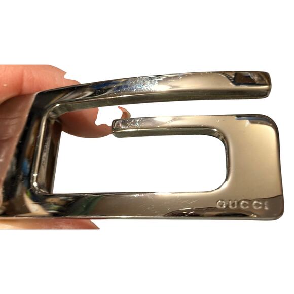 Authentic Gucci Black Leather G Logo Belt Silver Buckle Sz 70/28 Italy Vintage main image 4